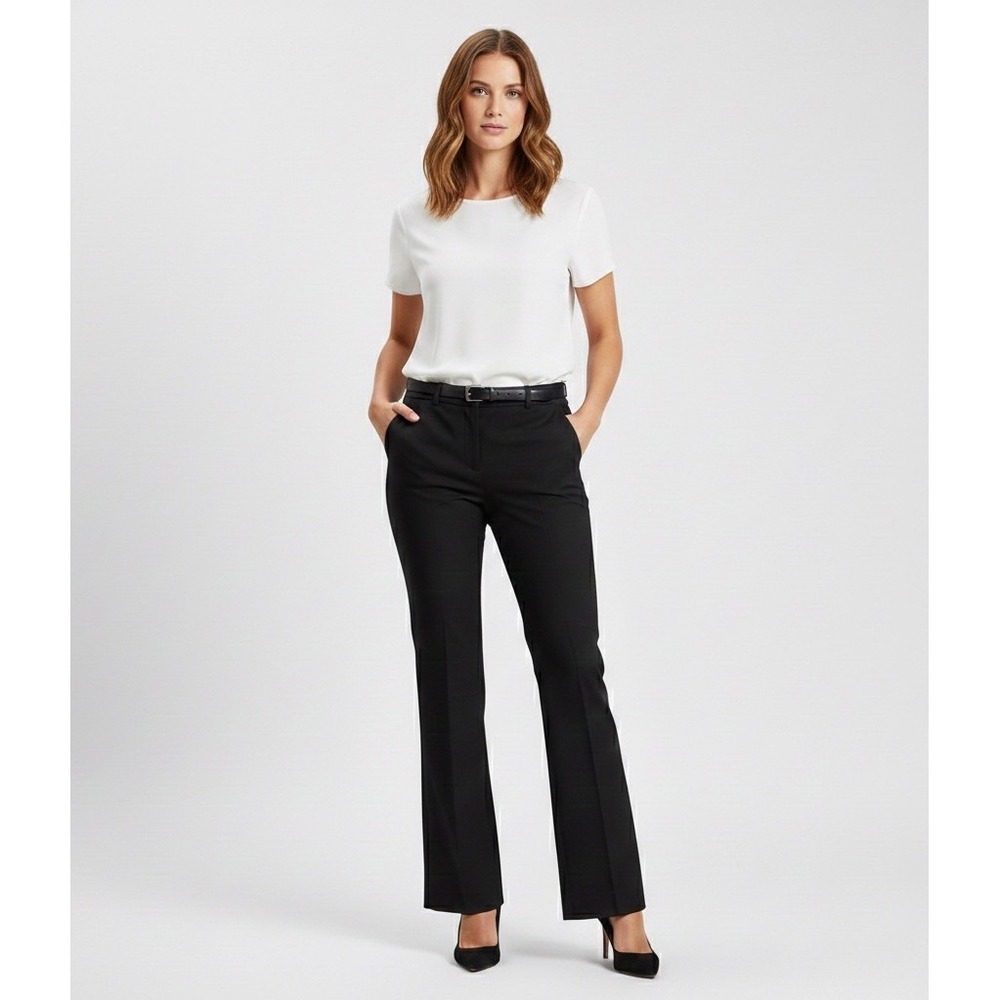 Theory Womens 10 Mid-Rise Wool Flare Bootcut Black Career Work Trouser Pants